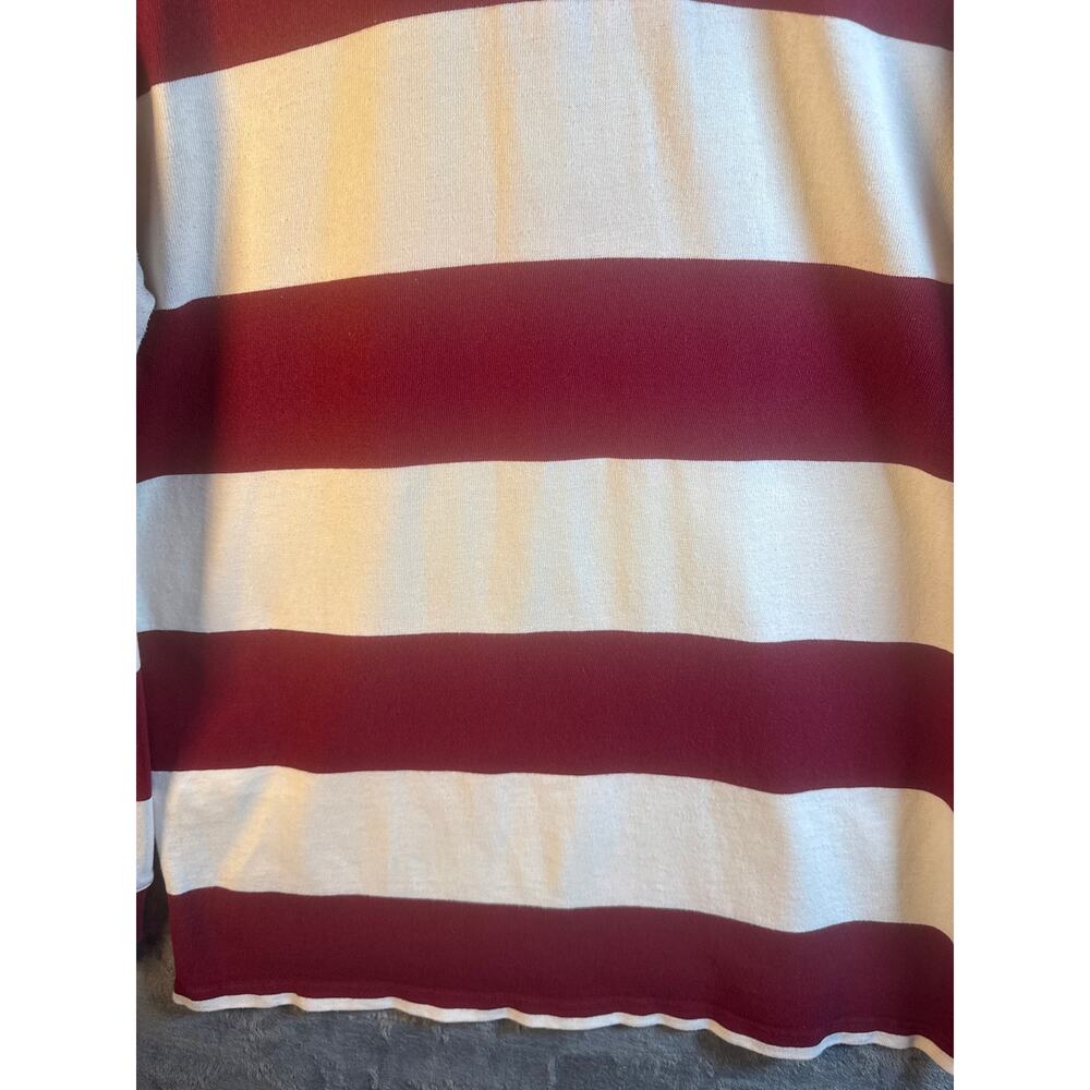 VTG 90s Eddie Bauer Maroon & White Striped Long Sleeve Rugby Shirt Men’s XLT - Picture 10 of 10